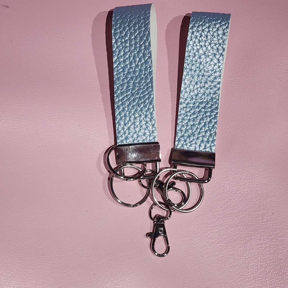 Elegant Blue Leather Keychain